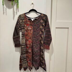 Sacred Threads Boho Fairy Vintage Patchwork Womens Dress Mixed Print Size Medium